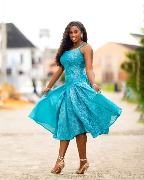 Azure Elegance Midi Dress