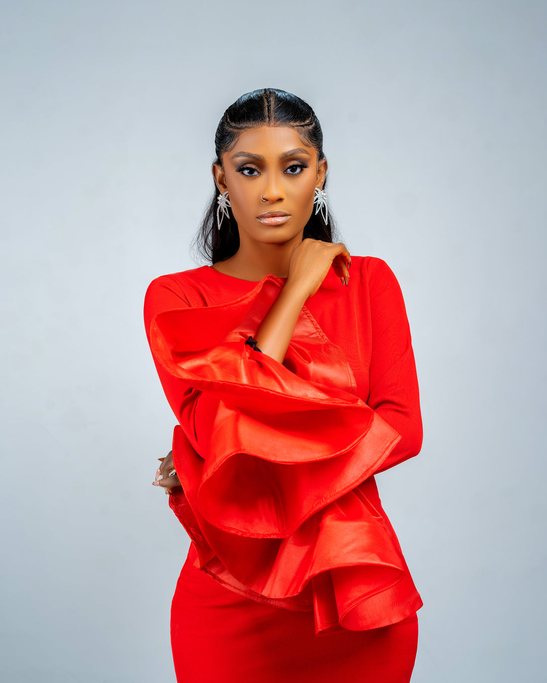 FITTED SHORT BALL SLEEVE DRESS