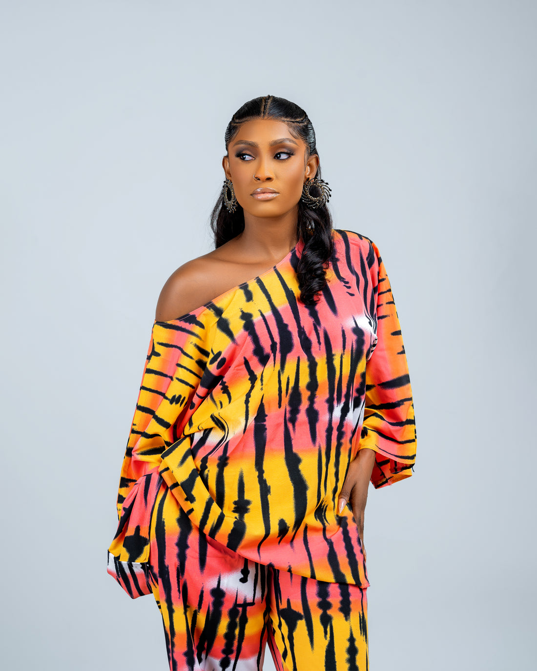 STRIP PRINT SATIN 2PIECE SET