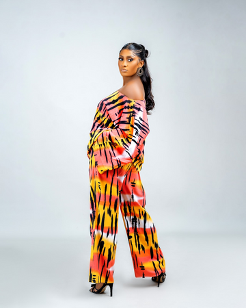 STRIP PRINT SATIN 2PIECE SET