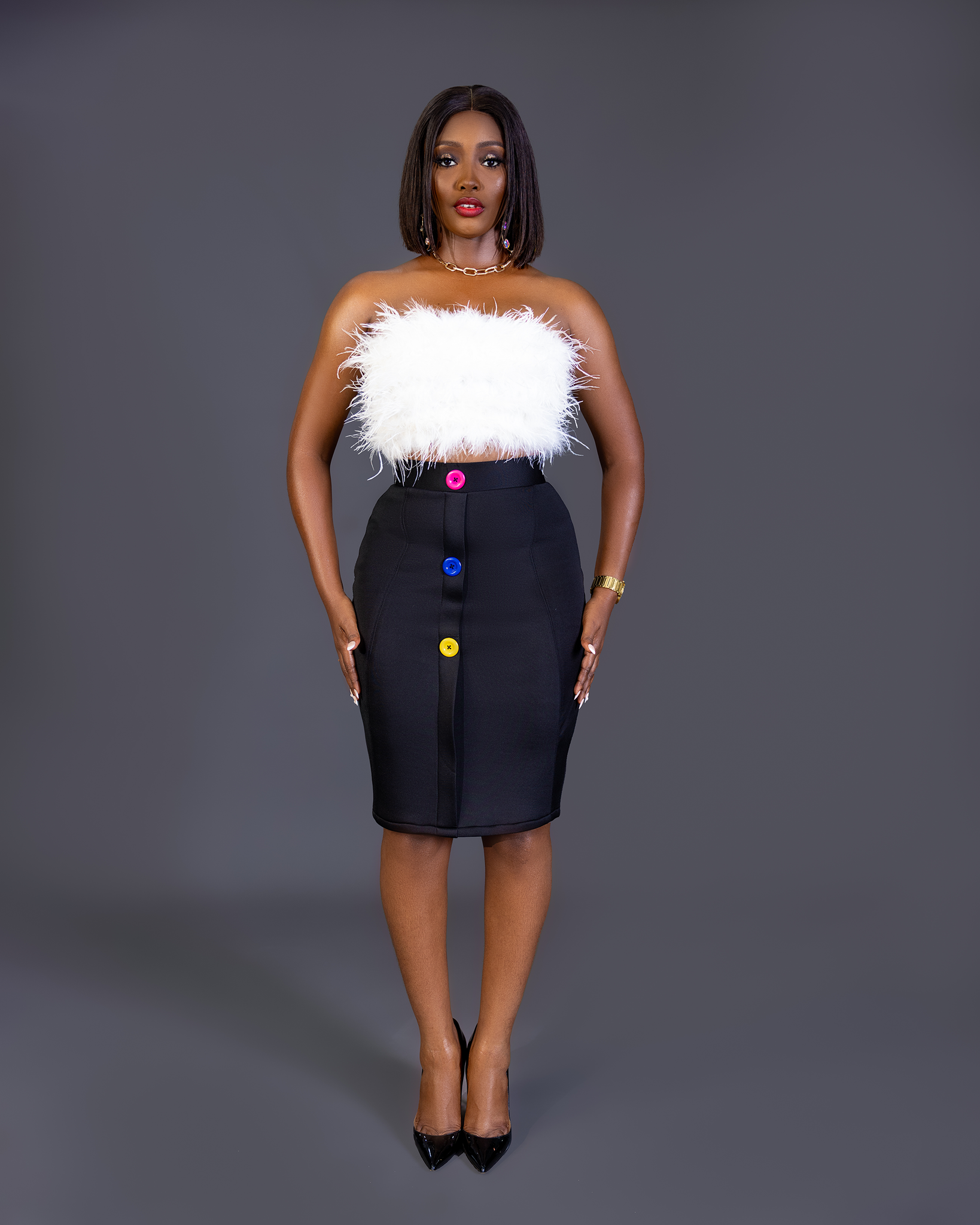 FITOMZ FUR STRAPLESS TUBE TOP & SKIRT