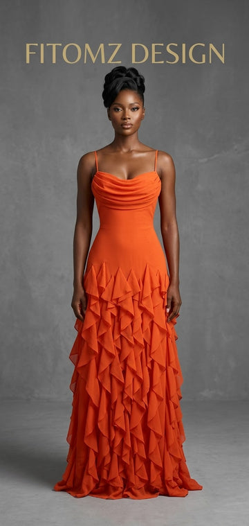 The "Sunset Serenade" Ruffle Gown